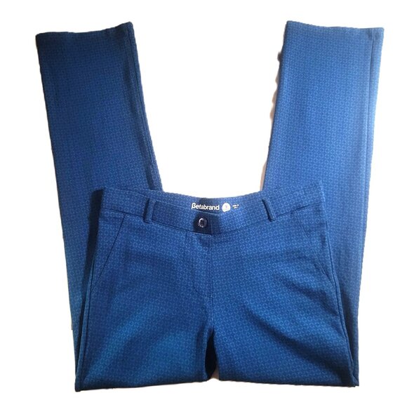 Betabrand Two-Pocket Dress Yoga Pant | Straight Blue Patterned - Size PM - Picture 6 of 14